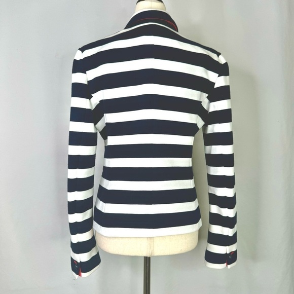 Gap Academy Blazer navy white stripes jersey knit two button size 6 - Picture 4 of 12